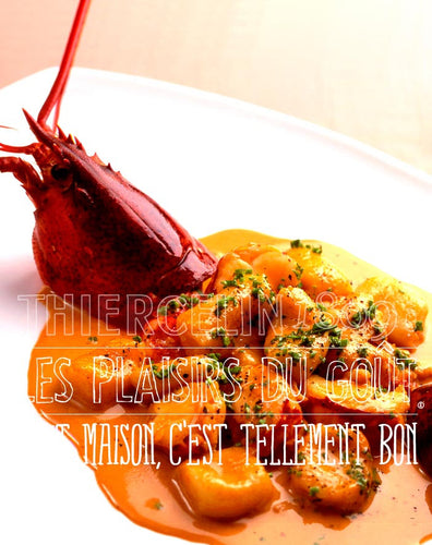 PRESSÉE DE HOMARD, aux amandes et vinaigrette au Pondichery fait maison