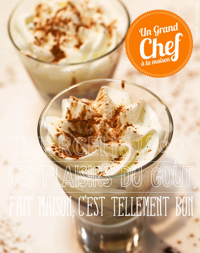 Dessert façon Cappuccino, glace café et crémeux chocolat