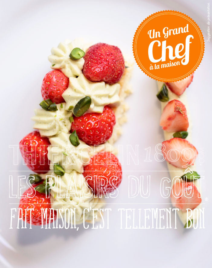 FRAISE GARIGUETTE, Mousseline pistache et pain de gène fait maison