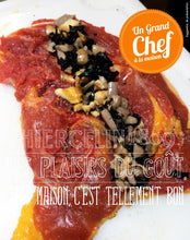 LA PINTADE rôtie, purée de panais, cuisses roulées aux champignons