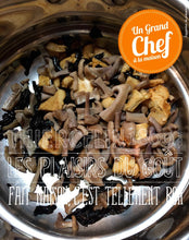 LA PINTADE rôtie, purée de panais, cuisses roulées aux champignons