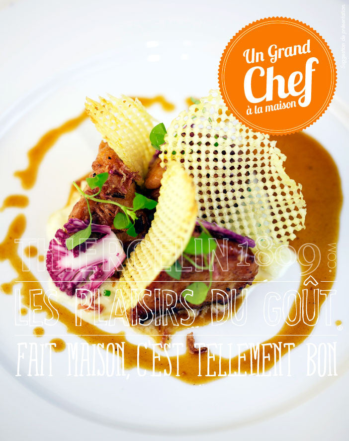 RIS DE VEAU EN CROÛT D’OIGNON, Chou-fleur et pomme gaufrette fait maison