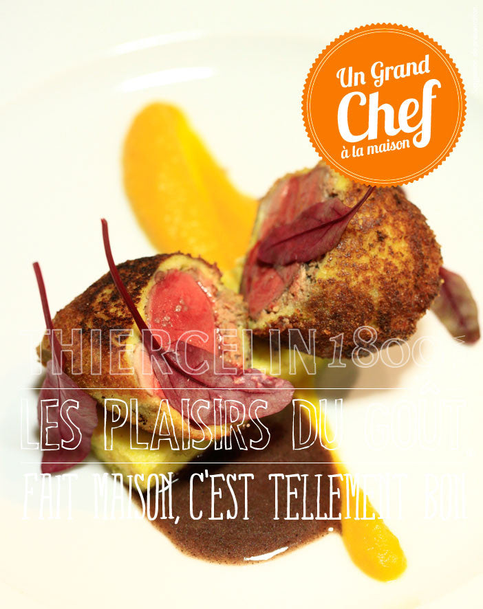 VIENNOISE DE PIGEON, polenta à la noisette et potimarron